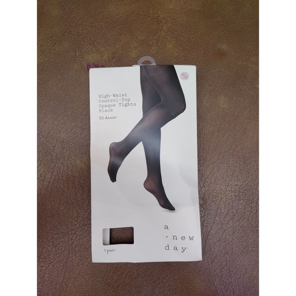 Women's 50d High Waist Opaque Pantyhose A New Day Black 1x 2x - Picture 3 of 5